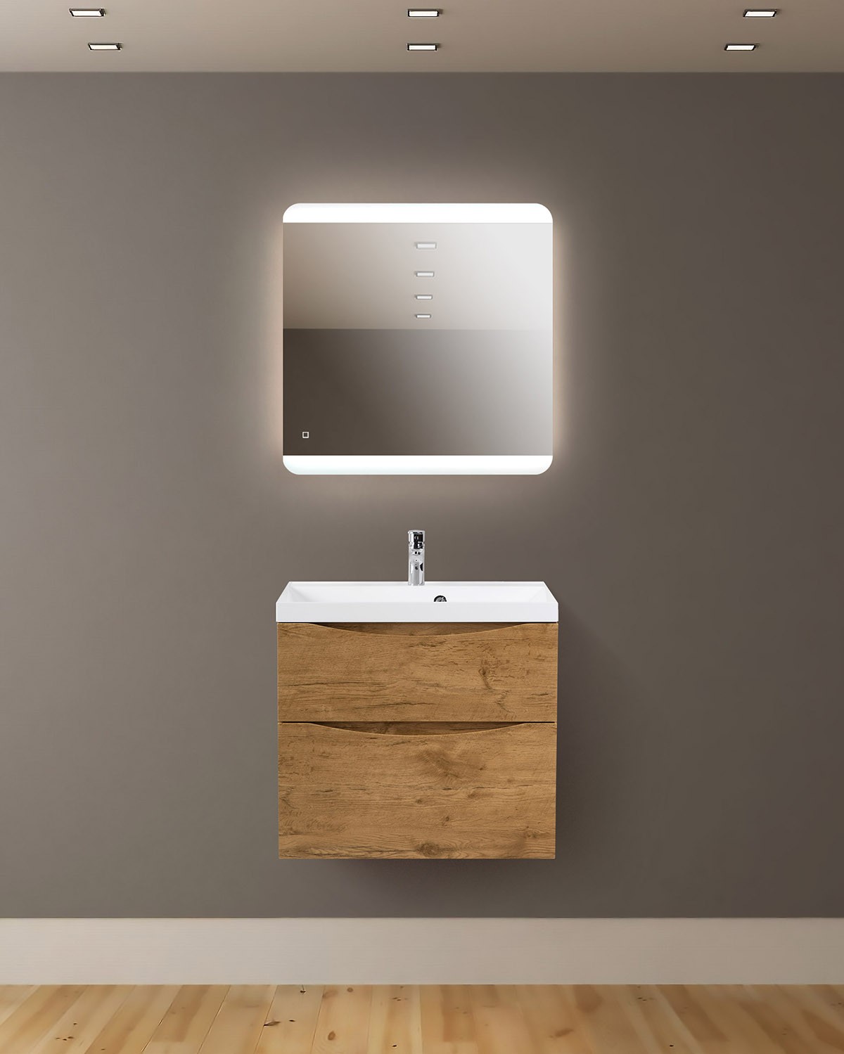 Empty wall mock up in Scandinavian style interior with wooden ar