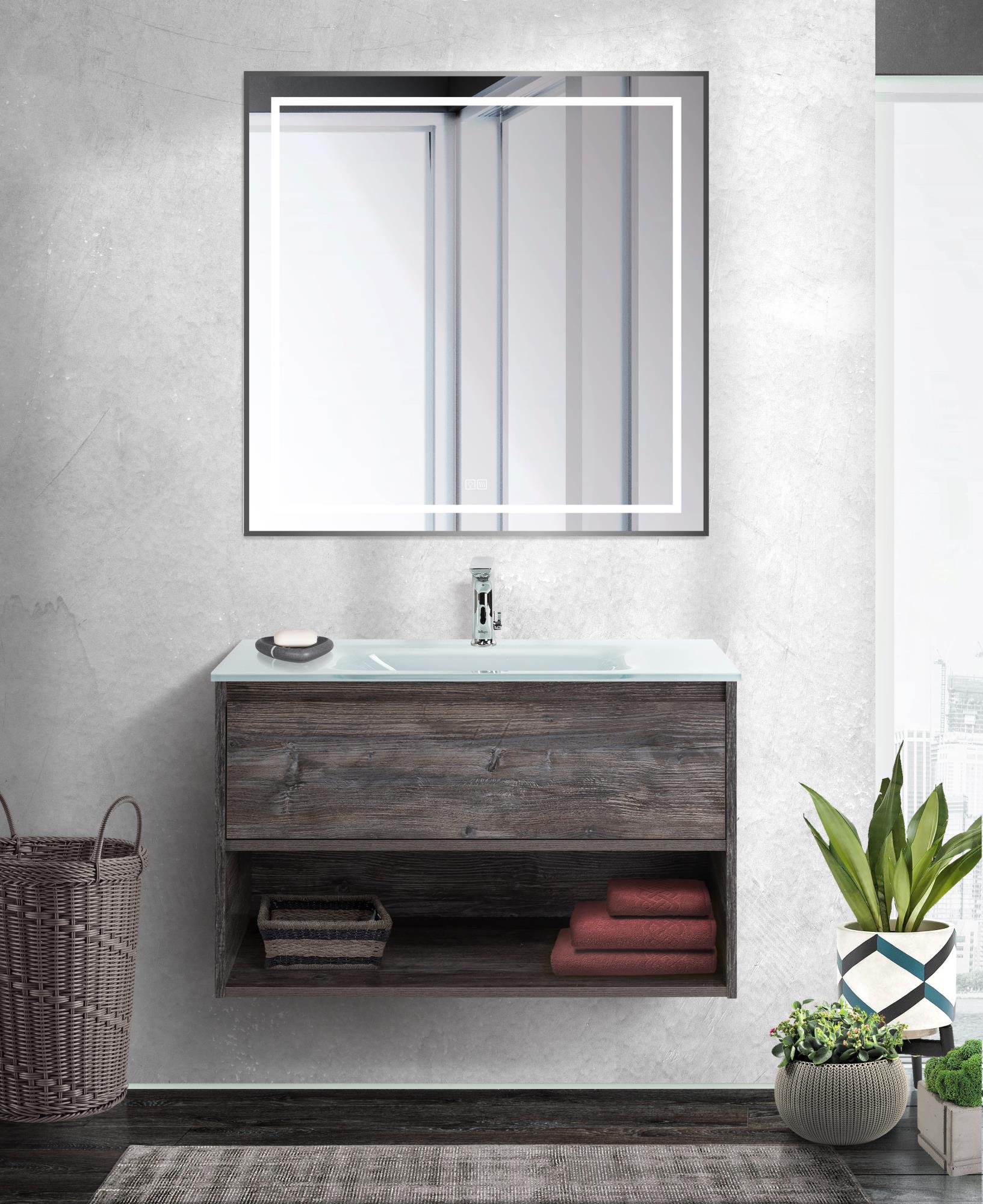 White canvas on dark wall in modern interior with windows. 3d rendering