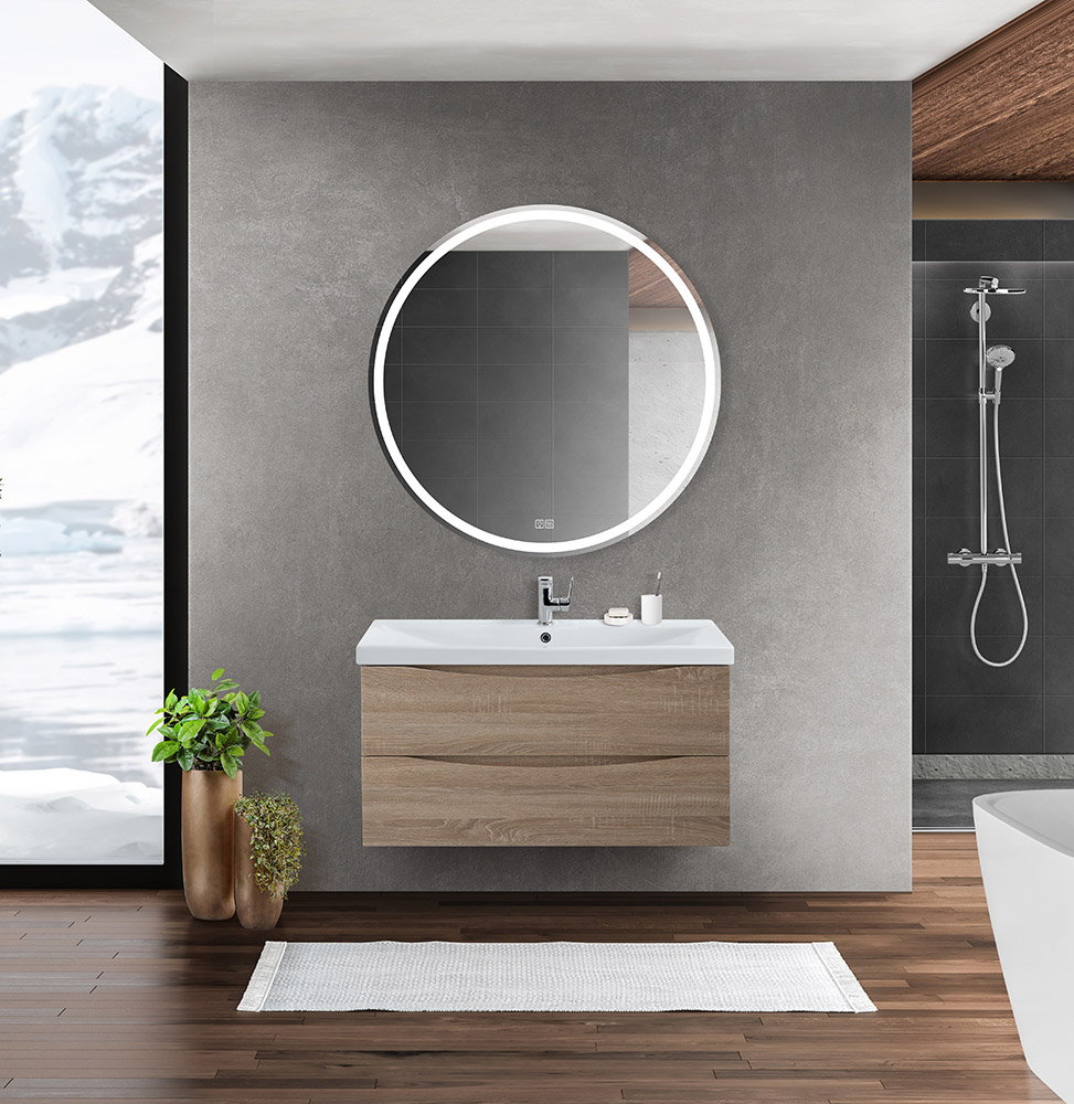 Modern,Bathroom,Interior,With,Dark,Brown,Parquet,Floor,,White,Oval