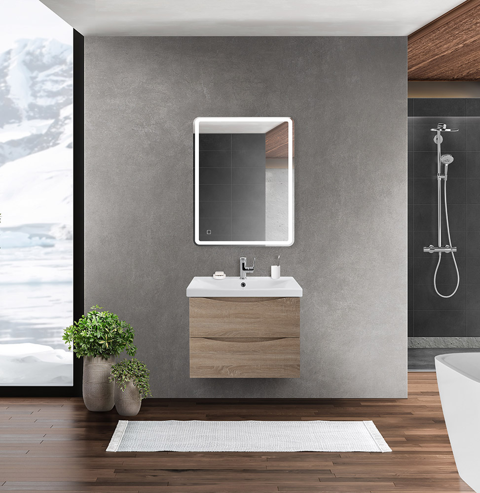 Modern,Bathroom,Interior,With,Dark,Brown,Parquet,Floor,,White,Oval