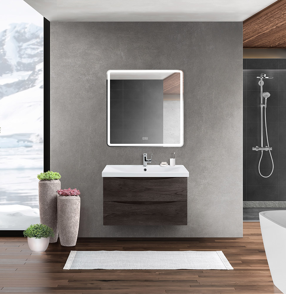 Modern,Bathroom,Interior,With,Dark,Brown,Parquet,Floor,,White,Oval
